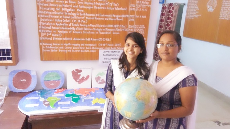 M.Sc. students explaining hypothesis of continental drift in the science exhibition