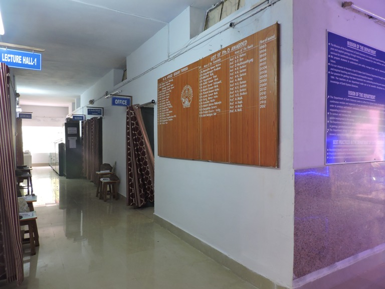 Rocks are at display in the corridor